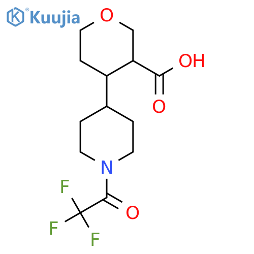 4-1-(2,2,2-trifluoroacetyl)piperidin-4-yloxane-3-carboxylic acid structure
