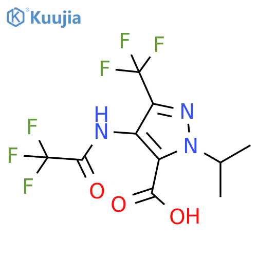 1-(propan-2-yl)-4-(2,2,2-trifluoroacetamido)-3-(trifluoromethyl)-1H-pyrazole-5-carboxylic acid structure