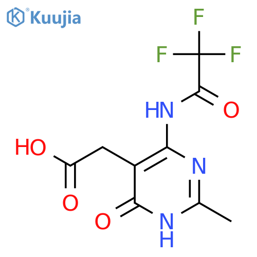 2-[2-Methyl-6-oxo-4-(2,2,2-trifluoroacetamido)-1,6-dihydropyrimidin-5-yl]acetic acid structure