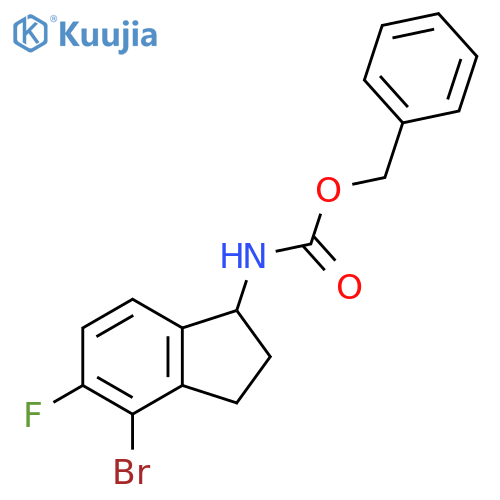 benzyl N-(4-bromo-5-fluoro-2,3-dihydro-1H-inden-1-yl)carbamate structure