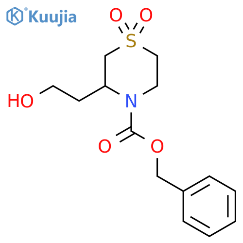 Benzyl 3-(2-hydroxyethyl)-1,1-dioxo-1lambda6-thiomorpholine-4-carboxylate structure