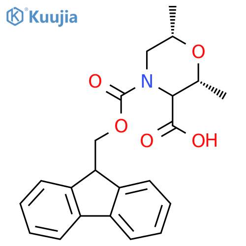 (2R,6S)-4-{[(9H-fluoren-9-yl)methoxy]carbonyl}-2,6-dimethylmorpholine-3-carboxylic acid structure