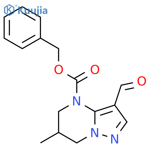 benzyl 3-formyl-6-methyl-4H,5H,6H,7H-pyrazolo[1,5-a]pyrimidine-4-carboxylate structure