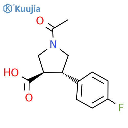 rac-(3R,4S)-1-acetyl-4-(4-fluorophenyl)pyrrolidine-3-carboxylic acid structure