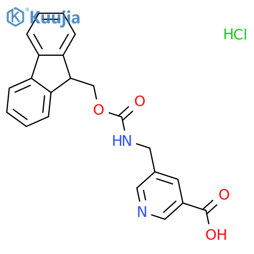 3-Pyridinecarboxylic acid, 5-[[[(9H-fluoren-9-ylmethoxy)carbonyl]amino]methyl]-, hydrochloride (1:1)  structure