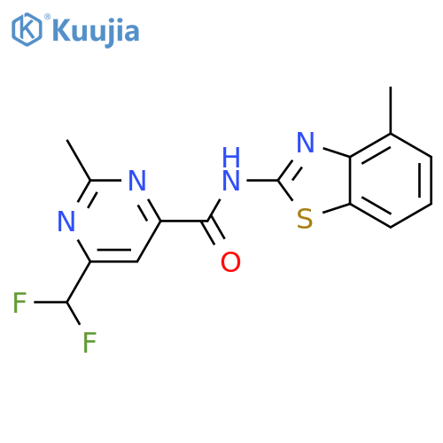6-(difluoromethyl)-2-methyl-N-(4-methyl-1,3-benzothiazol-2-yl)pyrimidine-4-carboxamide structure