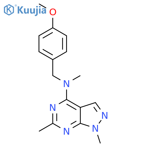 N-[(4-methoxyphenyl)methyl]-N,1,6-trimethyl-1H-pyrazolo[3,4-d]pyrimidin-4-amine structure