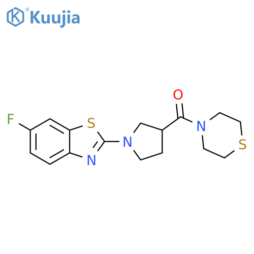 6-fluoro-2-[3-(thiomorpholine-4-carbonyl)pyrrolidin-1-yl]-1,3-benzothiazole structure