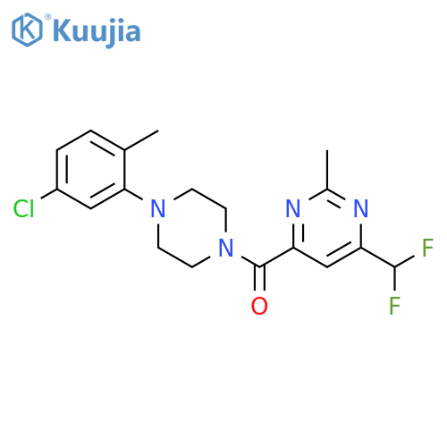 4-[4-(5-chloro-2-methylphenyl)piperazine-1-carbonyl]-6-(difluoromethyl)-2-methylpyrimidine structure