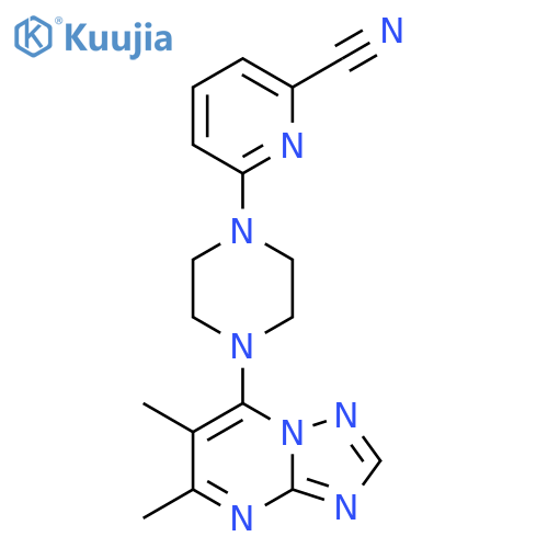 6-(4-{5,6-Dimethyl-[1,2,4]triazolo[1,5-a]pyrimidin-7-yl}piperazin-1-yl)pyridine-2-carbonitrile structure