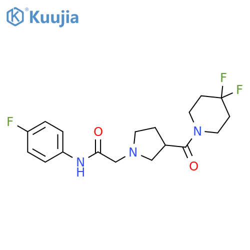 2-[3-(4,4-difluoropiperidine-1-carbonyl)pyrrolidin-1-yl]-N-(4-fluorophenyl)acetamide structure