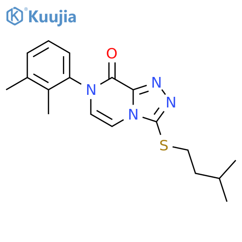 7-(2,3-dimethylphenyl)-3-[(3-methylbutyl)sulfanyl]-7H,8H-[1,2,4]triazolo[4,3-a]pyrazin-8-one structure
