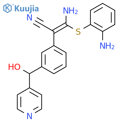3-Amino-3-(2-amino-phenylsulfanyl)-2-[3-(hydroxy-pyridin-4-yl-methyl)-phenyl]-acrylonitrile structure
