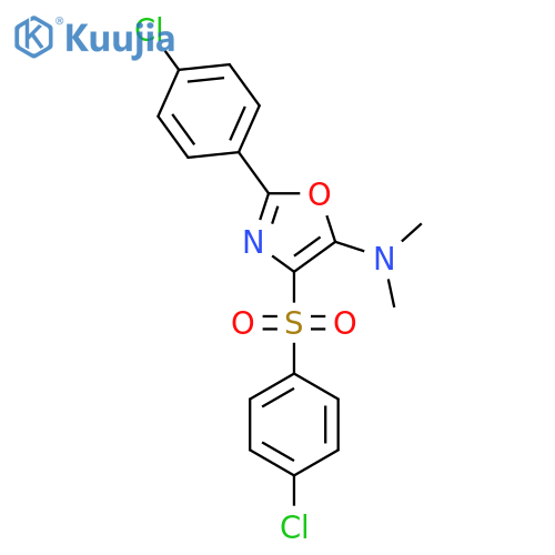 4-(4-chlorobenzenesulfonyl)-2-(4-chlorophenyl)-N,N-dimethyl-1,3-oxazol-5-amine structure
