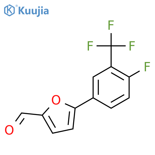 5-[4-fluoro-3-(trifluoromethyl)phenyl]furan-2-carbaldehyde structure