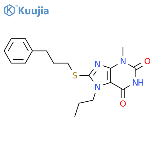 3-methyl-8-(3-phenylpropyl)sulfanyl-7-propyl-2,3,6,7-tetrahydro-1H-purine-2,6-dione structure