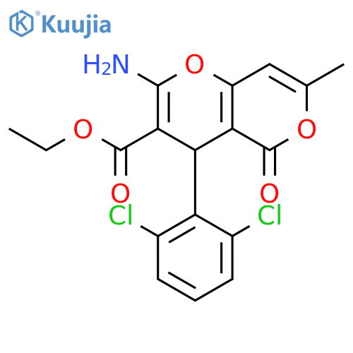 <br>ethyl 2-amino-4-(2,6-dichlorophenyl)-7-methyl-5-oxo-4,5-dihydropyrano[4,3-b ]pyran-3-carboxylate structure