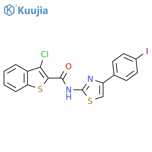 3-chloro-N-4-(4-iodophenyl)-1,3-thiazol-2-yl-1-benzothiophene-2-carboxamide structure