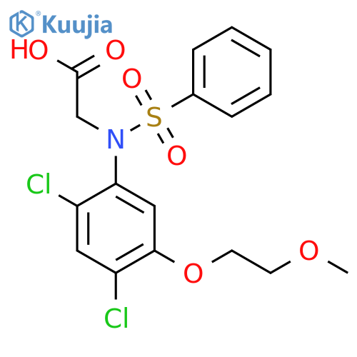2-[2,4-Dichloro-5-(2-methoxyethoxy)(phenylsulfonyl)anilino]acetic acid structure