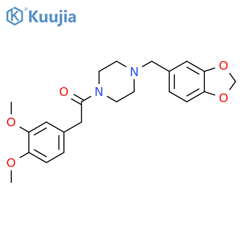 <br>1-(4-Benzo[1,3]dioxol-5-ylmethyl-piperazin-1-yl)-2-(3,4-dimethoxy-phenyl)-e thanone structure