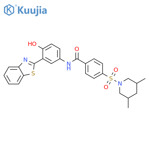 N-3-(1,3-benzothiazol-2-yl)-4-hydroxyphenyl-4-(3,5-dimethylpiperidin-1-yl)sulfonylbenzamide structure