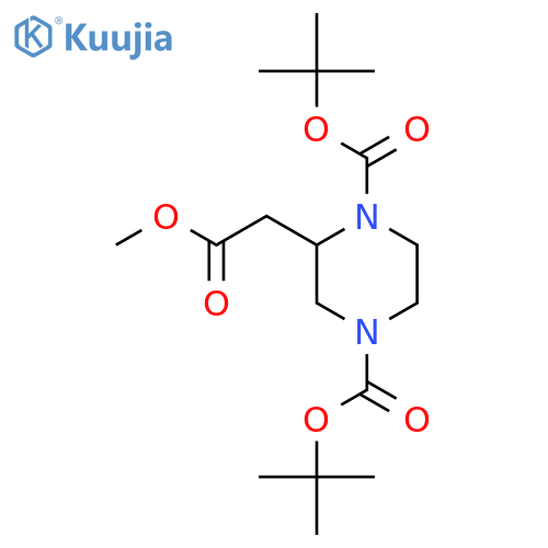 methyl 1,4-di-boc-piperazine-2-acetate structure