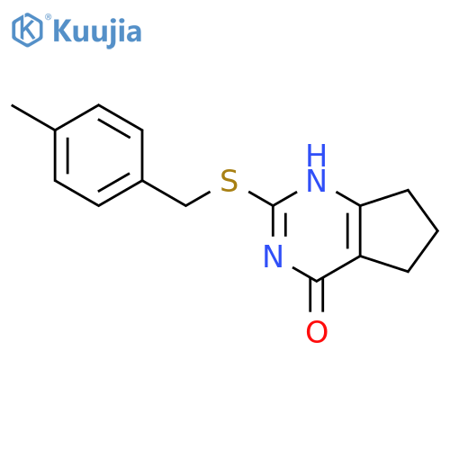 2-{(4-methylphenyl)methylsulfanyl}-3H,4H,5H,6H,7H-cyclopentadpyrimidin-4-one structure