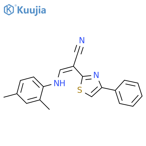 (2Z)-3-(2,4-dimethylphenyl)amino-2-(4-phenyl-1,3-thiazol-2-yl)prop-2-enenitrile structure