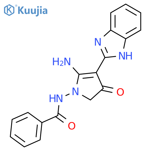 N-5-amino-4-(1H-1,3-benzodiazol-2-yl)-3-oxo-2,3-dihydro-1H-pyrrol-1-ylbenzamide structure