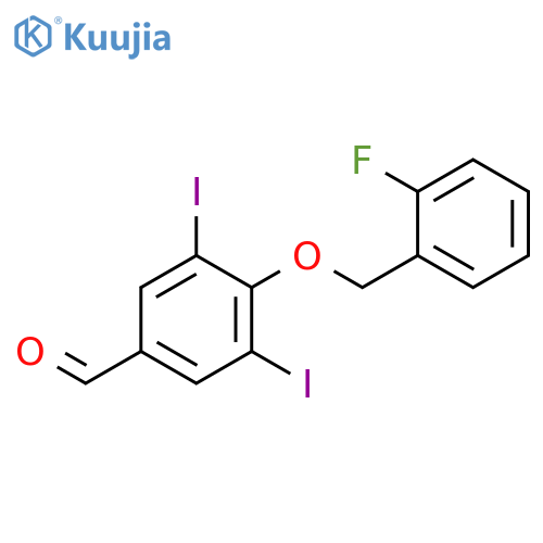 4-[(2-fluorobenzyl)oxy]-3,5-diiodobenzaldehyde structure