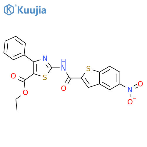 ethyl 2-(5-nitro-1-benzothiophene-2-amido)-4-phenyl-1,3-thiazole-5-carboxylate structure