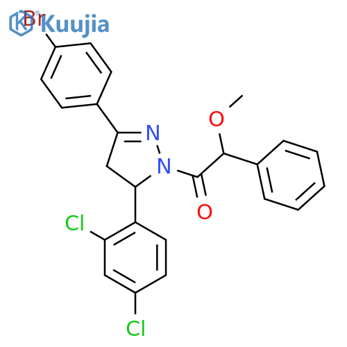 1-3-(4-bromophenyl)-5-(2,4-dichlorophenyl)-4,5-dihydro-1H-pyrazol-1-yl-2-methoxy-2-phenylethan-1-one structure