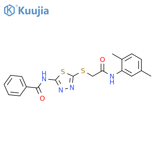 N-5-({(2,5-dimethylphenyl)carbamoylmethyl}sulfanyl)-1,3,4-thiadiazol-2-ylbenzamide structure