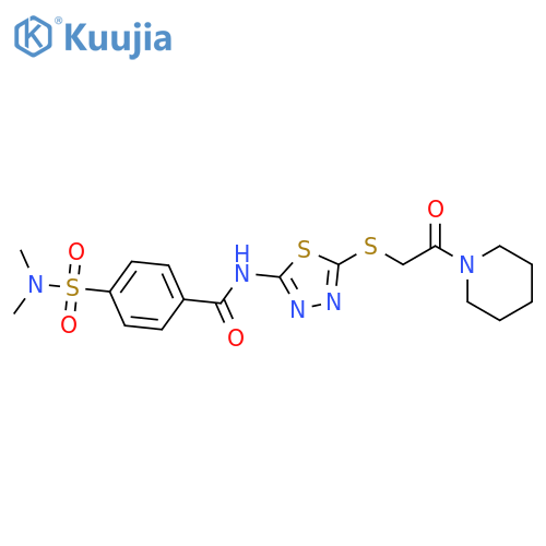 4-(dimethylsulfamoyl)-N-(5-{2-oxo-2-(piperidin-1-yl)ethylsulfanyl}-1,3,4-thiadiazol-2-yl)benzamide structure