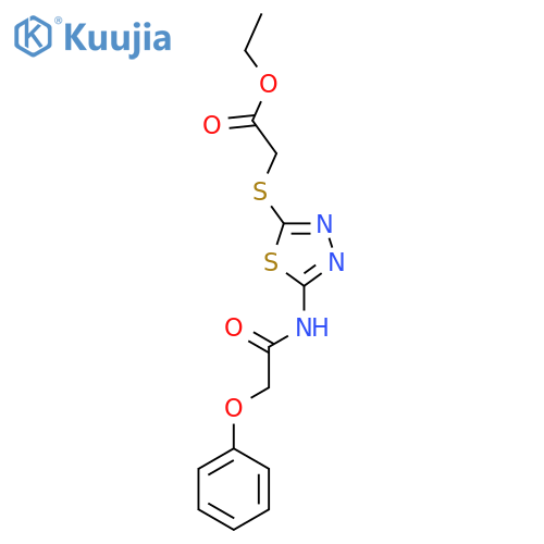 ethyl 2-{5-(2-phenoxyacetamido)-1,3,4-thiadiazol-2-ylsulfanyl}acetate structure