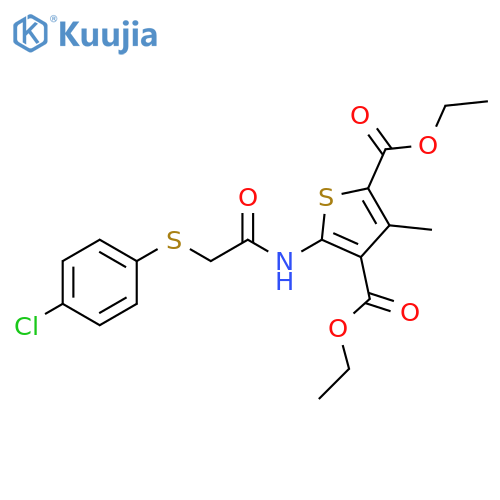 2,4-diethyl 5-{2-(4-chlorophenyl)sulfanylacetamido}-3-methylthiophene-2,4-dicarboxylate structure