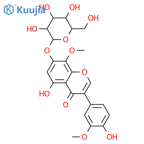 4H-1-Benzopyran-4-one, 7-(β-D-glucopyranosyloxy)-5-hydroxy-3-(4-hydroxy-3-methoxyphenyl)-8-methoxy- structure
