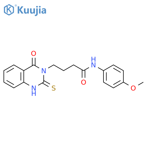 N-(4-methoxyphenyl)-4-(4-oxo-2-sulfanylidene-1,2,3,4-tetrahydroquinazolin-3-yl)butanamide structure