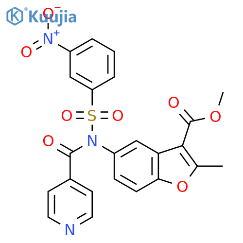 methyl 2-methyl-5-N-(3-nitrobenzenesulfonyl)pyridine-4-amido-1-benzofuran-3-carboxylate structure