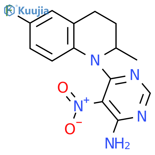 6-(6-fluoro-2-methyl-1,2,3,4-tetrahydroquinolin-1-yl)-5-nitropyrimidin-4-amine structure