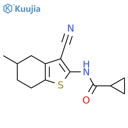 N-(3-cyano-5-methyl-4,5,6,7-tetrahydro-1-benzothiophen-2-yl)cyclopropanecarboxamide structure