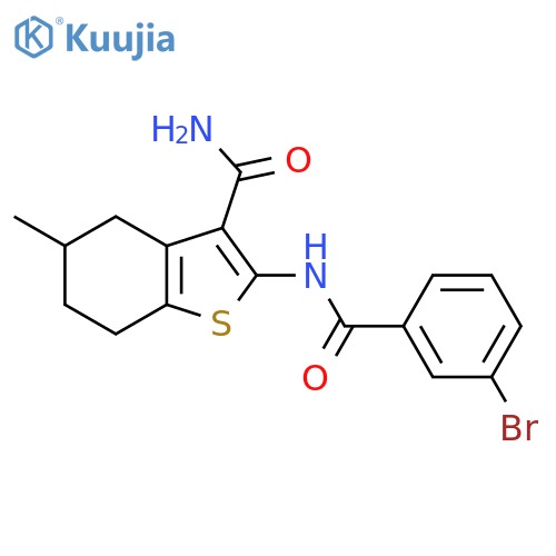 2-(3-bromobenzamido)-5-methyl-4,5,6,7-tetrahydro-1-benzothiophene-3-carboxamide structure