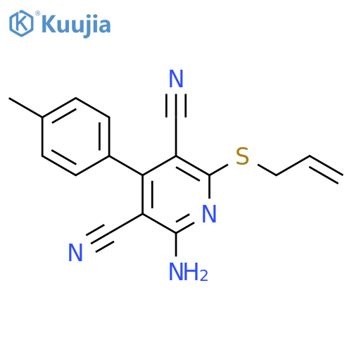2-amino-4-(4-methylphenyl)-6-(prop-2-en-1-ylsulfanyl)pyridine-3,5-dicarbonitrile structure