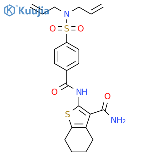 2-{4-[bis(prop-2-en-1-yl)sulfamoyl]benzamido}-4,5,6,7-tetrahydro-1-benzothiophene-3-carboxamide structure
