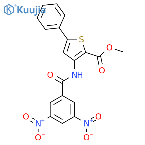 methyl 3-(3,5-dinitrobenzamido)-5-phenylthiophene-2-carboxylate structure