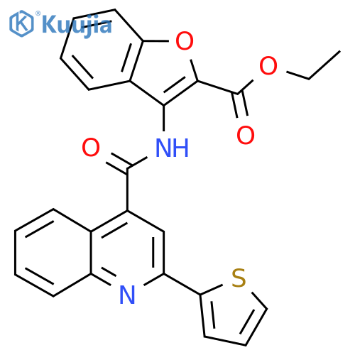 ethyl 3-2-(thiophen-2-yl)quinoline-4-amido-1-benzofuran-2-carboxylate structure