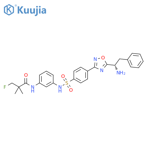 Propanamide,N-[3-[[[4-[5-[(1S)-1-amino-2-phenylethyl]-1,2,4-oxadiazol-3-yl]phenyl]sulfonyl]amino]phenyl]-3-fluoro-2,2-dimethyl- structure
