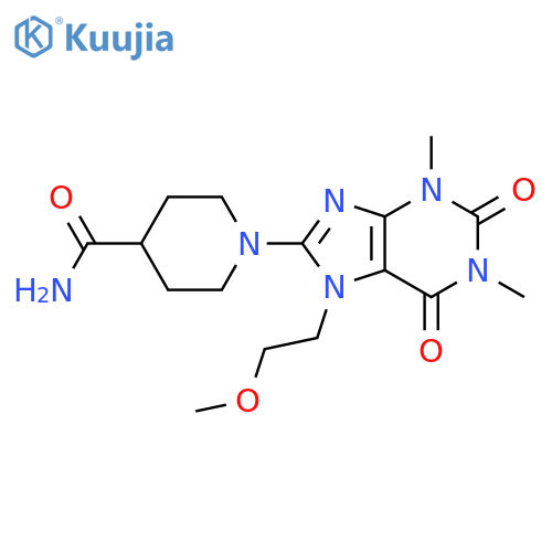 1-7-(2-methoxyethyl)-1,3-dimethyl-2,6-dioxo-2,3,6,7-tetrahydro-1H-purin-8-ylpiperidine-4-carboxamide structure