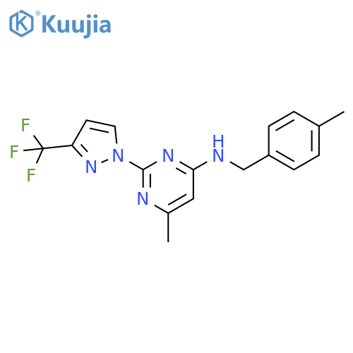 4-Pyrimidinamine,6-methyl-N-[(4-methylphenyl)methyl]-2-[3-(trifluoromethyl)-1H-pyrazol-1-yl]- structure