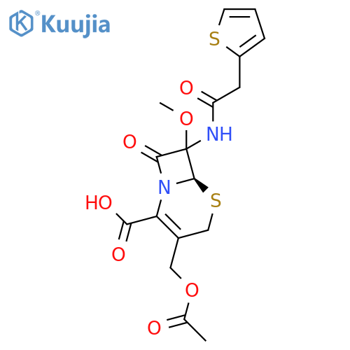 5-Thia-1-azabicyclo[4.2.0]oct-2-ene-2-carboxylicacid, 3-[(acetyloxy)methyl]-7-methoxy-8-oxo-7-[(2-thienylacetyl)amino]-, (6R)-(9CI) structure